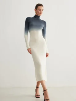 Sale Tie Dye Gradient Slim Long Dress Sweater Dresses|Work Dresses