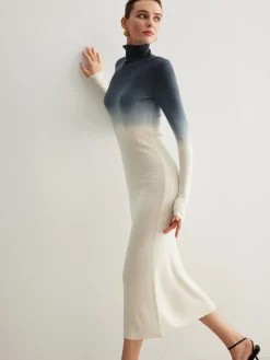 Sale Tie Dye Gradient Slim Long Dress Sweater Dresses|Work Dresses