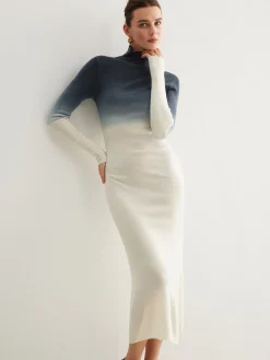 Sale Tie Dye Gradient Slim Long Dress Sweater Dresses|Work Dresses