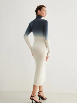 Sale Tie Dye Gradient Slim Long Dress Sweater Dresses|Work Dresses
