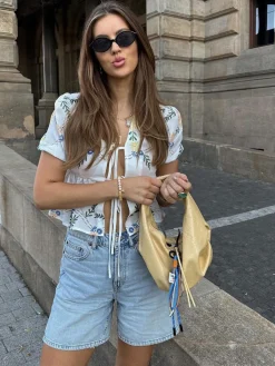 Tie Front Floral T-Shirt Blouses & Shirts|Tops