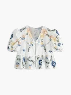 Tie Front Floral T-Shirt Blouses & Shirts|Tops