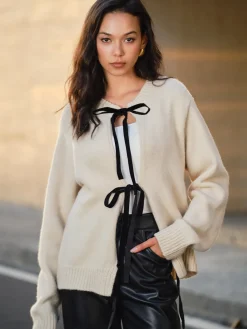 Clearance Tie Front Knit Top Sweater Tops|Sweaters & Cardigans