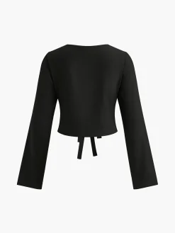 Clearance Tie Front Slim Shirt Blouses & Shirts|Tops