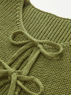Tie Front Solid Sweater Vest Sweater Vests|Sweaters & Cardigans