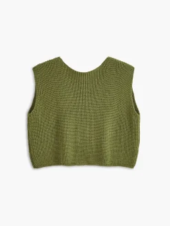 Tie Front Solid Sweater Vest Sweater Vests|Sweaters & Cardigans
