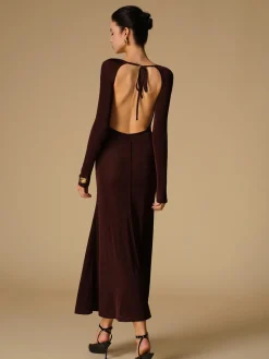 Best Tie Neck Backless Jersey Long Dress Cocktail & Party Dresses|Long Dresses