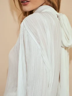 Sale Tie Neck Chiffon Shirt Blouses & Shirts|Tops