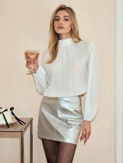 Sale Tie Neck Chiffon Shirt Blouses & Shirts|Tops