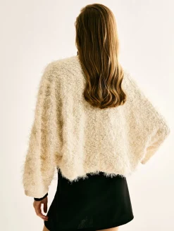 Online Tie Neck Fuzzy Blazer Outerwear|Blazers