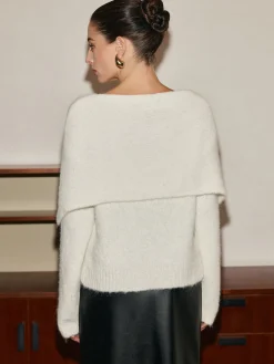 Sale Tie Scarf Cozy Knit Top Sweater Tops|Sweaters & Cardigans