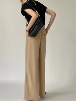 Sale Tie Waist Flowy Wide Leg Dress Pants Wide Leg|Pants