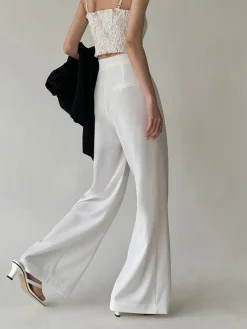Sale Tie Waist Flowy Wide Leg Dress Pants Wide Leg|Pants