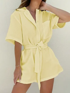 Sale Tied Cotton Jumpsuit White Dresses|Jumpsuits & Rompers