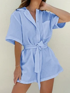 Sale Tied Cotton Jumpsuit White Dresses|Jumpsuits & Rompers