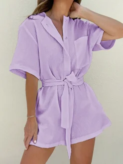 Sale Tied Cotton Jumpsuit White Dresses|Jumpsuits & Rompers