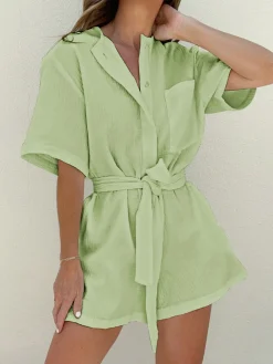 Sale Tied Cotton Jumpsuit White Dresses|Jumpsuits & Rompers