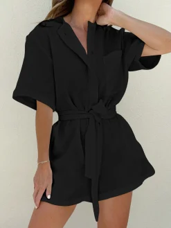 Sale Tied Cotton Jumpsuit White Dresses|Jumpsuits & Rompers