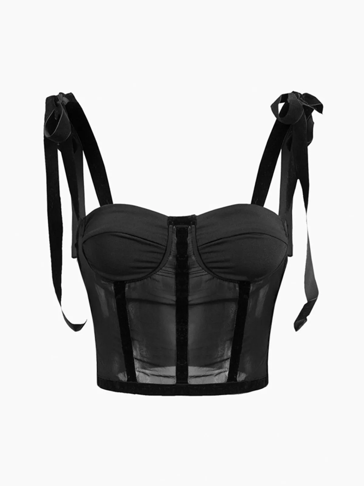 Outlet Tied Mesh Corset Crop Top Corset Tops|Crop Tops