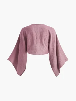 Tie-Front Long Sleeve Cropped Blouse Crop Tops|Blouses & Shirts