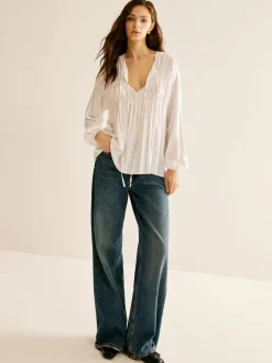 Sale Tie-Front Pleated Blouse Blouses & Shirts|Tops