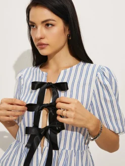 Tie-Front Stripe Shorts Set Shorts Sets|Shorts