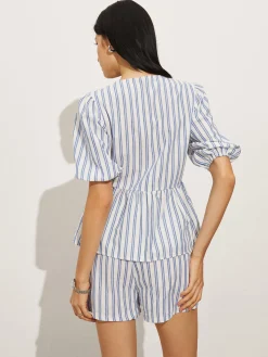 Tie-Front Stripe Shorts Set Shorts Sets|Shorts