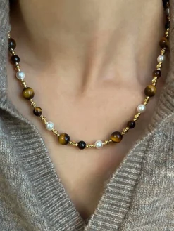 Outlet Tiger Eye Stone Choker Necklace Necklaces|Accessories