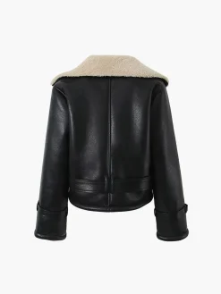 Clearance Too Blessed Sherpa Lined Shearling Leather Flight Jacket Outerwear|Jackets
