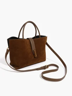 Top Handle Suede Compartment Bag Bags|Accessories