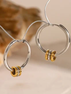 Outlet Tow Tone Beading Silver Hoop Earrings Earrings|Accessories