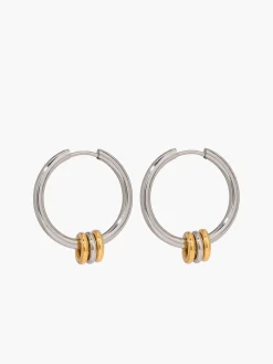 Outlet Tow Tone Beading Silver Hoop Earrings Earrings|Accessories