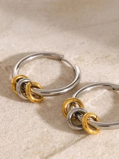 Outlet Tow Tone Beading Silver Hoop Earrings Earrings|Accessories