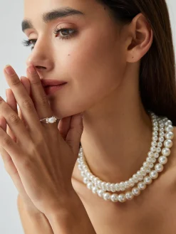 Sale Treble Layers Pearl Necklace Necklaces|Accessories