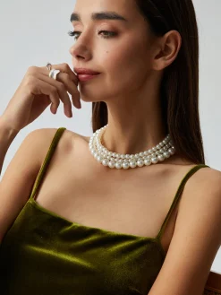 Sale Treble Layers Pearl Necklace Necklaces|Accessories