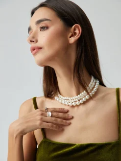 Sale Treble Layers Pearl Necklace Necklaces|Accessories