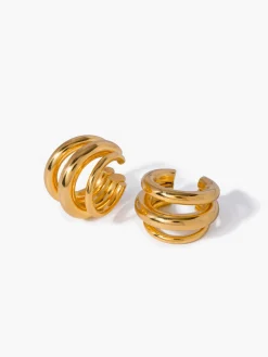 Online Triple Layered Chubby Hoop Ear Cuff Earrings|Accessories