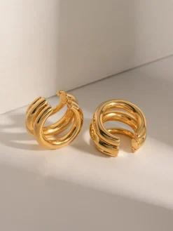 Online Triple Layered Chubby Hoop Ear Cuff Earrings|Accessories