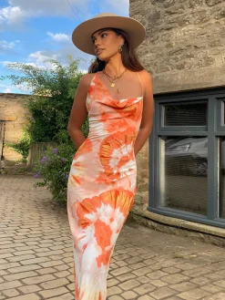 Outlet Tropical Floral Print Cami Long Dress Casual Dresses|Floral Dresses
