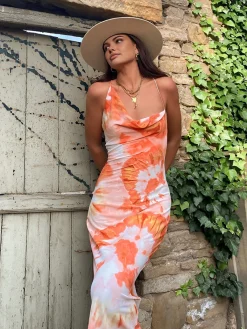 Outlet Tropical Floral Print Cami Long Dress Casual Dresses|Floral Dresses