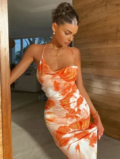 Outlet Tropical Floral Print Cami Long Dress Casual Dresses|Floral Dresses