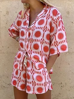 Best Tropical Print Drawstring Shorts Set Shorts Sets|Shorts