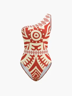 Sale Tropical Print One Piece Swimsuit Swimwear|Tops