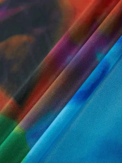 New Tulle Printed Mesh Strapless Tube Midi Dress Cocktail & Party Dresses|Vacation Dresses