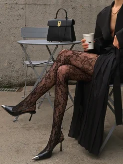 Online Tulle Tights With Floral Pattern Socks & Tights|Accessories