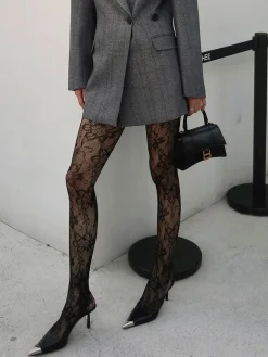 Online Tulle Tights With Floral Pattern Socks & Tights|Accessories
