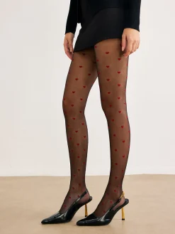 New Tulle Tights With Heart Pattern Socks & Tights|Accessories