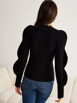 Discount Turn Lock Wave-Sleeve Cardigan Cardigans|Sweaters & Cardigans