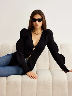 Outlet Turn Lock Wave-Sleeve Cardigan Cardigans|Sweaters & Cardigans