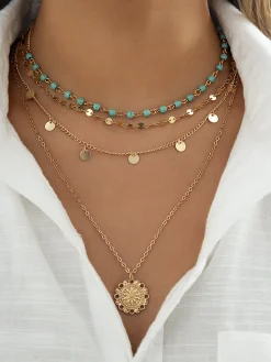 Clearance Turquoise Multi-Layered Necklace Necklaces|Accessories